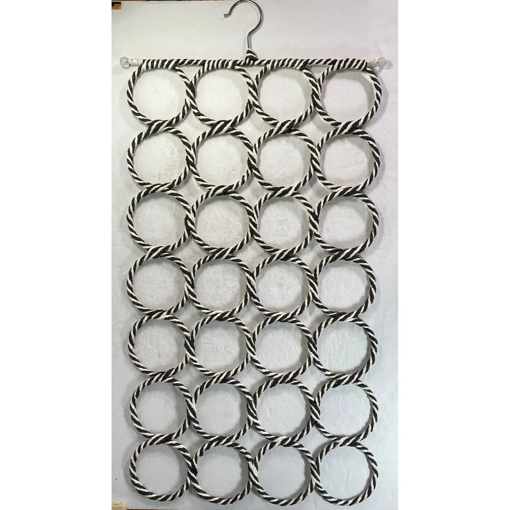 Scarf Hanger, black and white foldable hanger, holds 28 scarves 25.5 x 14.5